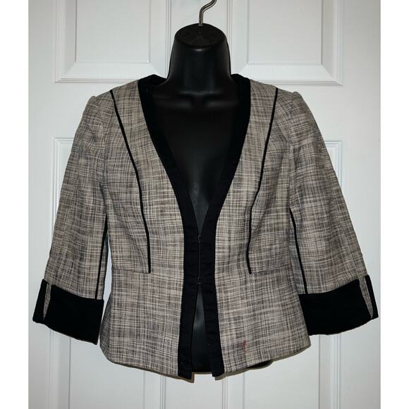 The Limited Womens Tweed Gray Black Short 3/4 Sleeve Button Jacket Blazer Sz XS - Picture 1 of 7